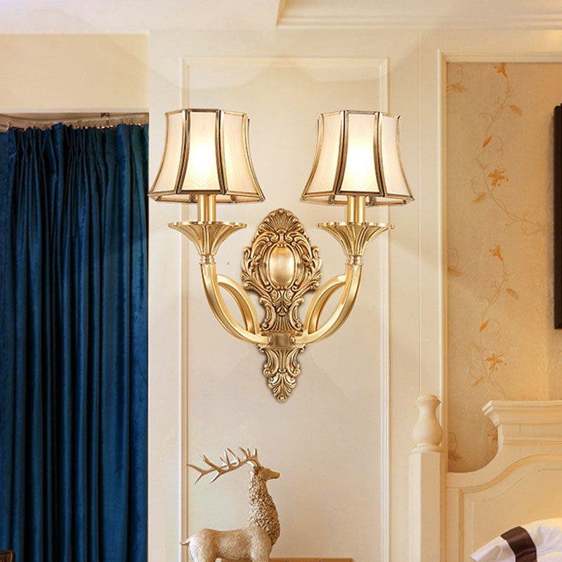Hexagonal Wheat Copper Glass 1/2 Light Wall Sconce Lamp