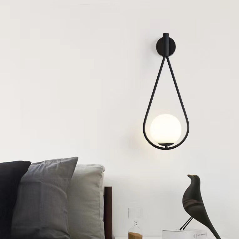 Teardrop Round Ball Iron Glass 1-Light Wall Sconce Lamp