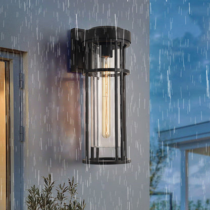 Simplicity Glass Cylinder 1-Light Outdoor Wall Sconce Lamp