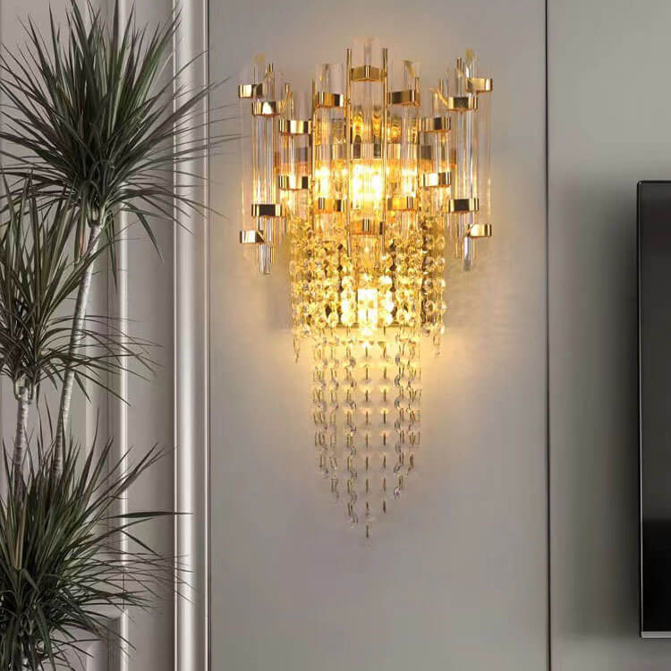 Tassel Crystal Stainless Steel 3-Light Wall Sconce Lamp