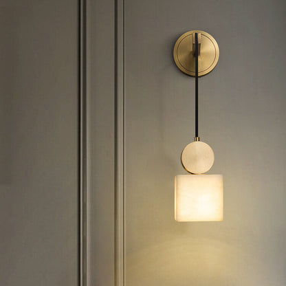 Light Square/Round Marble Shade 1-Light Wall Sconce Lamp