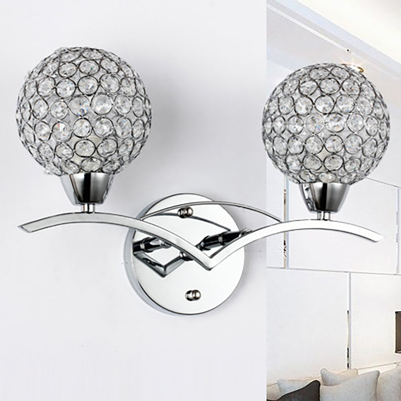 Scandinavian Base Iron Crystal 1/2 Light Wall Sconce Lamp
