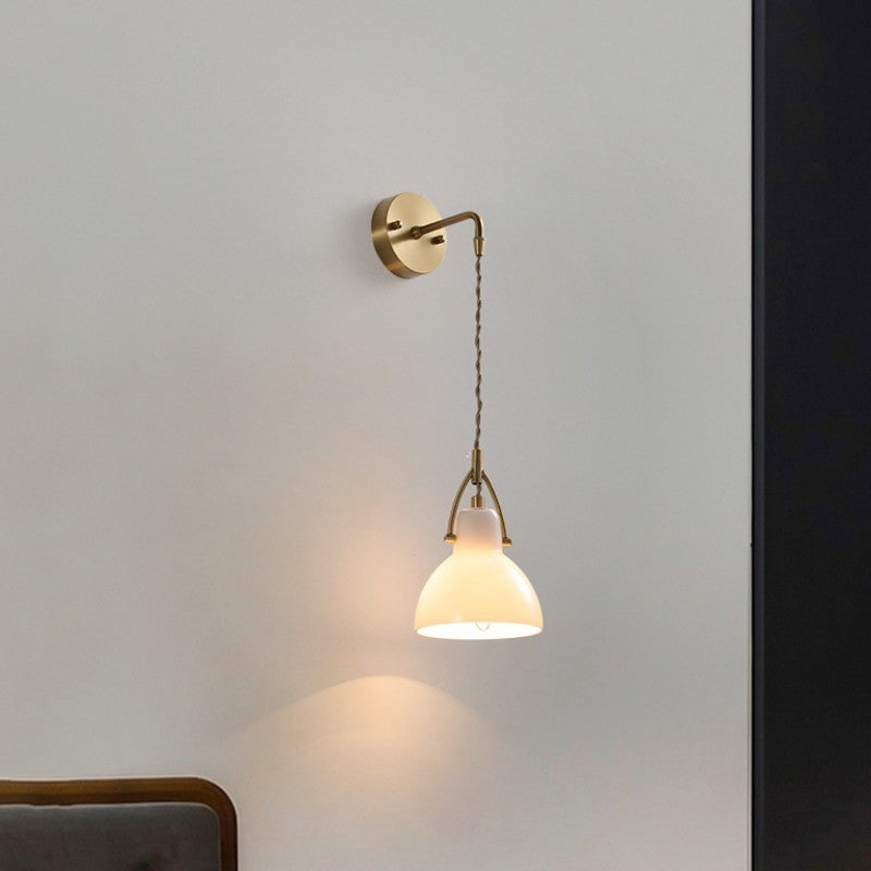 European All Brass Glass 1-Light Wall Sconce Lamp