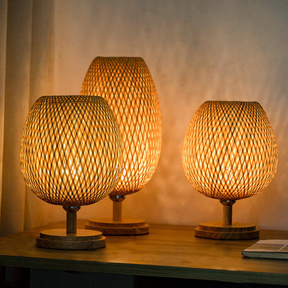 Traditional Wood Bamboo Table Lamp