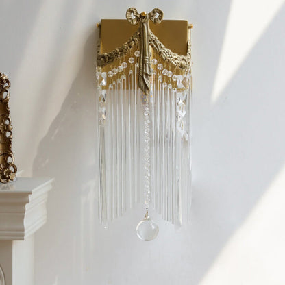 French Luxury Bow Brass Crystal 1-Light Wall Sconce Lamp