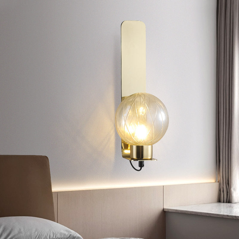 Scandinavian Stainless Steel Glass 1-Light Wall Sconce Lamp