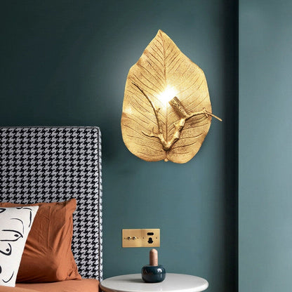 Retro Leaf Full Copper 1-Light Wall Sconce Lamp