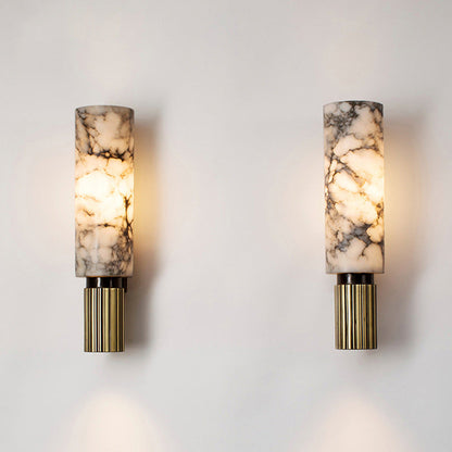 Light Cylindrical Hardware Stone 1-Light Wall Sconce Lamp