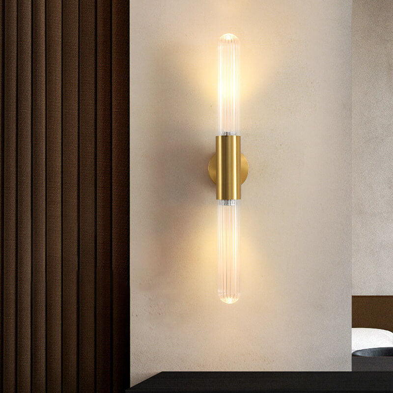 Light Long Gold Clear Copper Glass 1-Light Wall Sconce Lamp