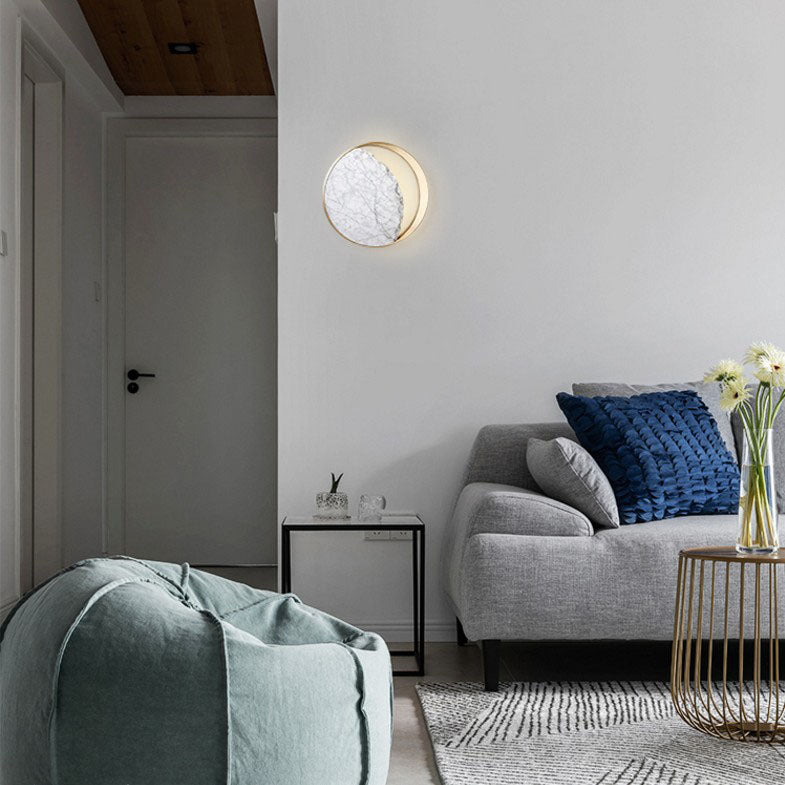 Nordic Marble Metal Circle Ring LED Wall Sconce Lamp