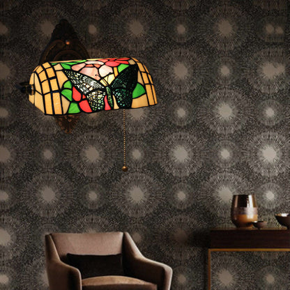 Tiffany Zinc Stained Glass 1-Light Wall Sconce Lamp