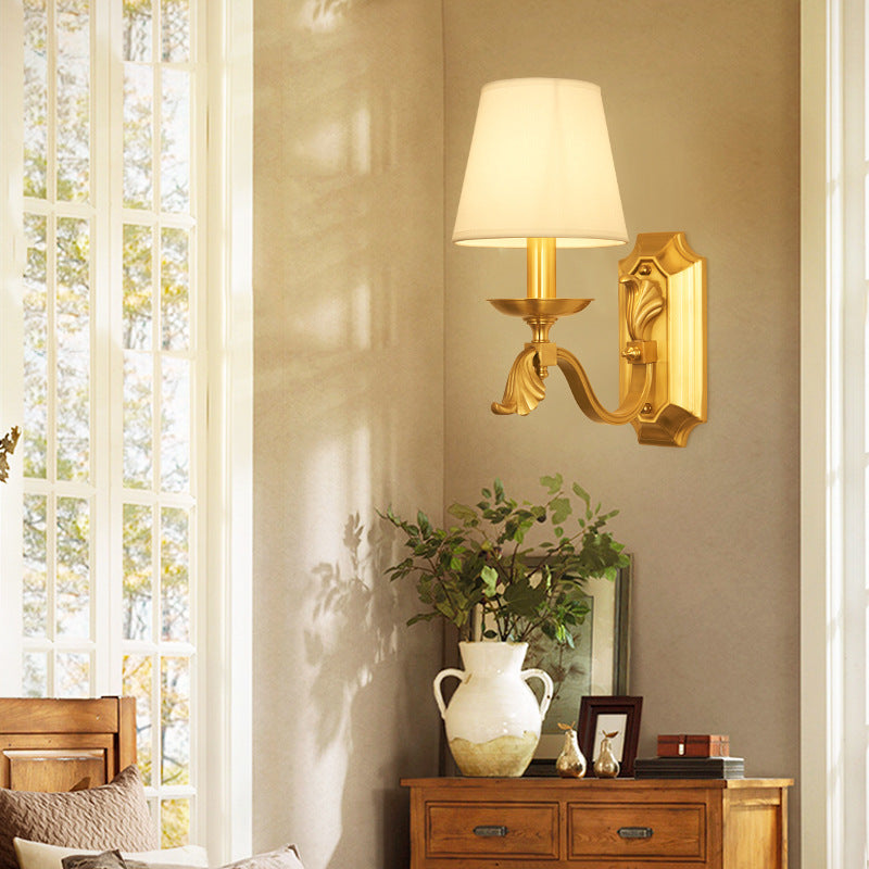 Modern Luxury Dome Copper Fabric 1/2-Light Wall Sconce Lamp