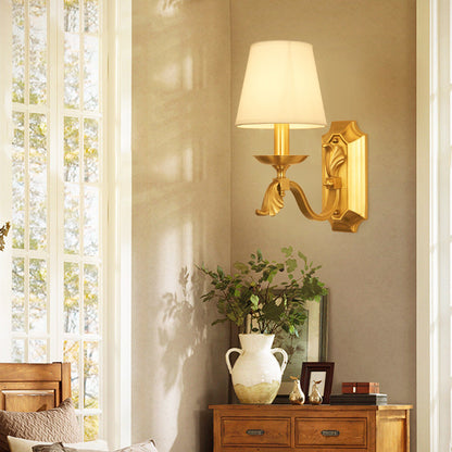 Modern Luxury Dome Copper Fabric 1/2-Light Wall Sconce Lamp