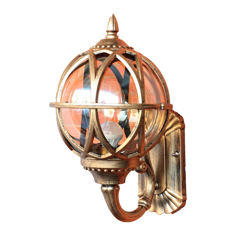 Waterproof Ball Aluminium Glass 1-Light Wall Sconce Lamp