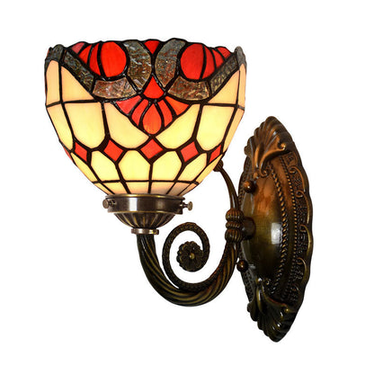 Tiffany Circle Curved Iron Glass 1-Light Wall Sconce Lamp