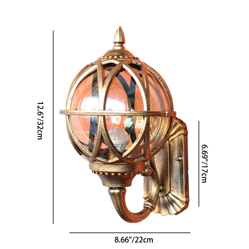 Waterproof Ball Aluminium Glass 1-Light Wall Sconce Lamp