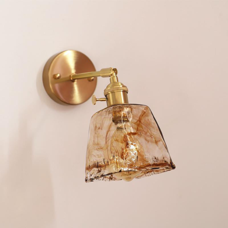 Eclectic Brass Iron Geometric 1-Light Wall Sconce Lamp