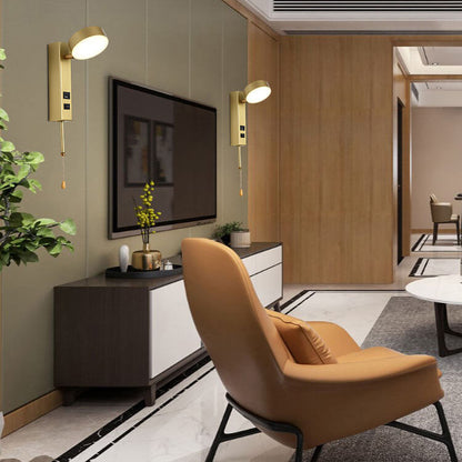 Minimalist Round Rectangular Base USB LED Wall Sconce Lamp
