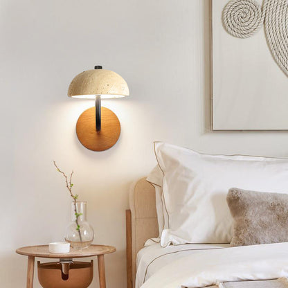 Japanese Iron Wood Umbrella Mushroom LED Wall Sconce Lamp