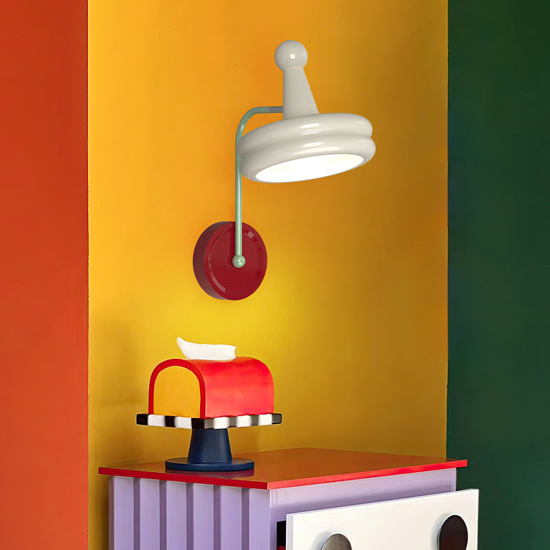 Cone Double Layer Disc Iron Glass 1-Light Wall Sconce Lamp