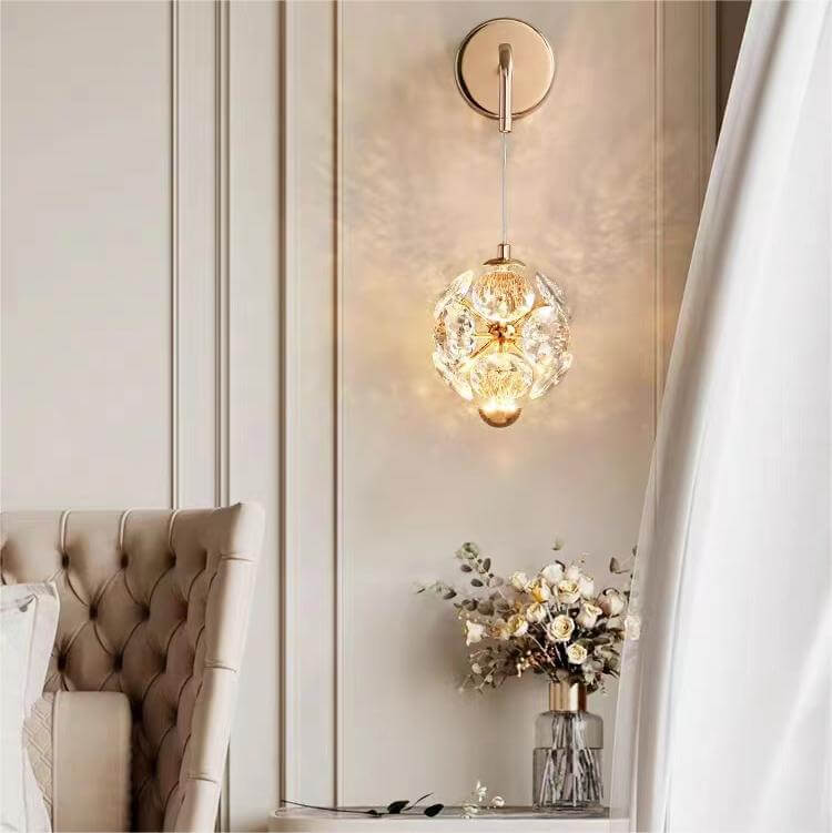 Modern Luxury Orb Hardware Crystal LED Wall Sconce Lamp