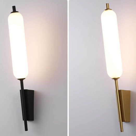 Minimalist Column Straight Arm Iron PC LED Wall Sconce Lamp