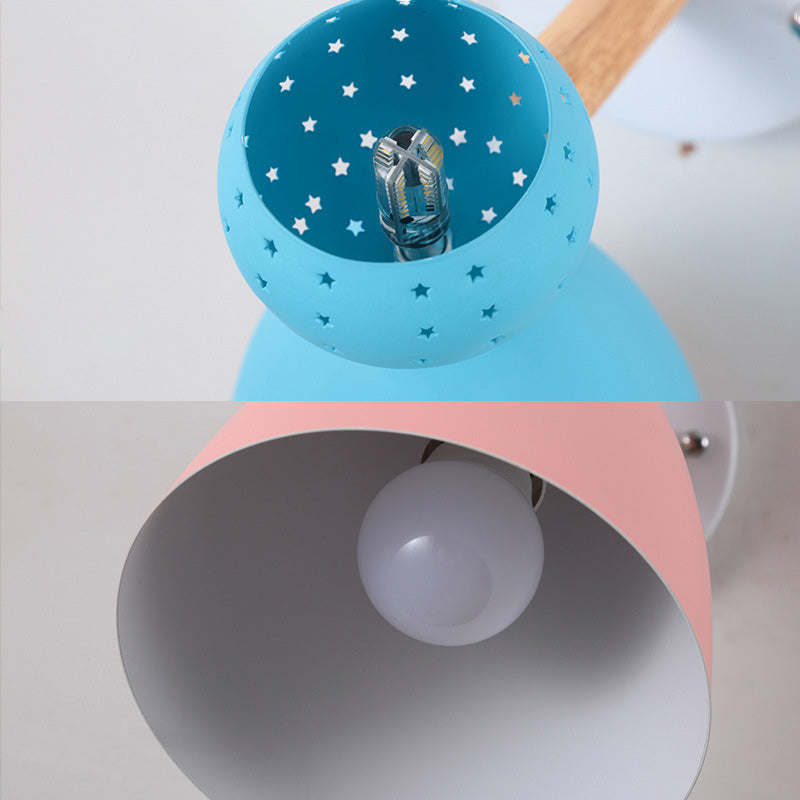Scandinavian Wood Iron Round 1-Light Wall Sconce Lamp