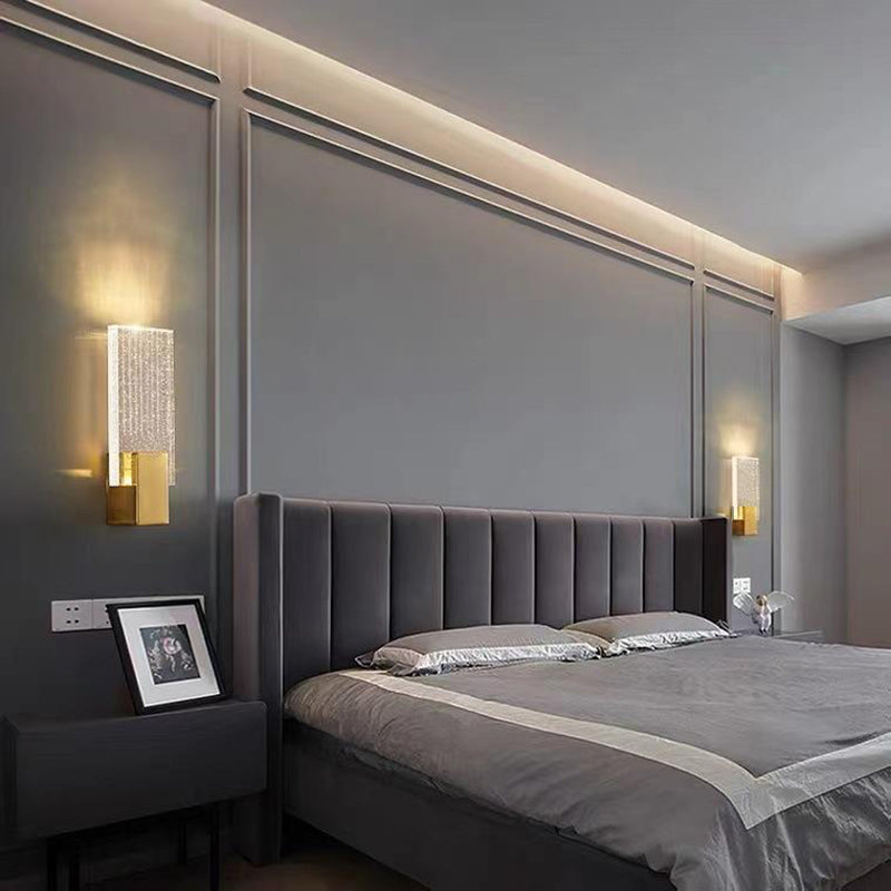 Minimalist Square Copper Crystal LED Wall Sconce Lamp