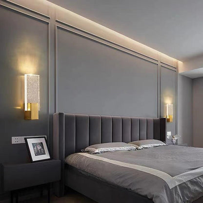 Minimalist Square Copper Crystal LED Wall Sconce Lamp