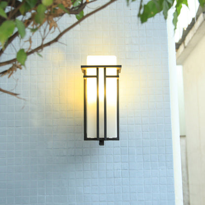 Waterproof Rectangular Alloy Glass 1-Light Wall Sconce Lamp