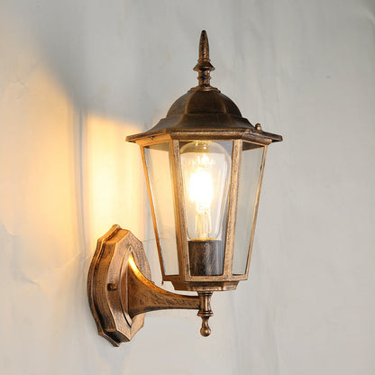 Hexagonal Frosted Glass 1-Light Outdoor Wall Sconce Lamp