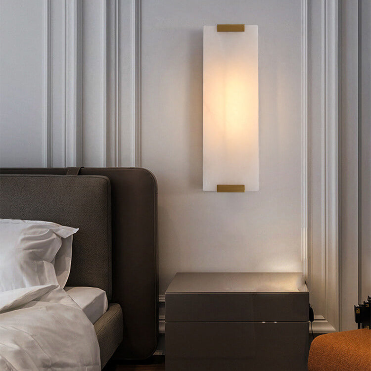 Nordic Light Luxury Copper Marble Strip Design 3-Light Wall Sconce Lamp