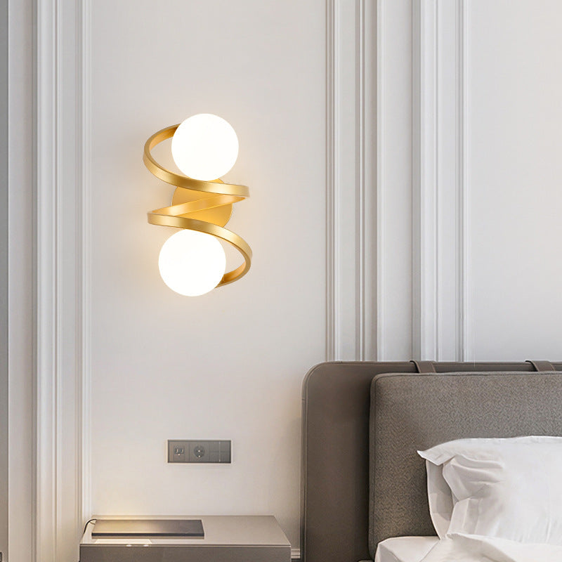 Minimalist Round Ball Iron Glass 2-Light Wall Sconce Lamp