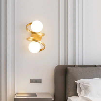 Minimalist Round Ball Iron Glass 2-Light Wall Sconce Lamp