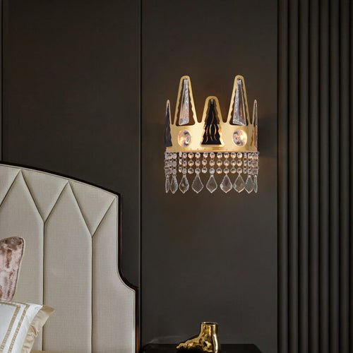 Light Shape Crystal Wrought Iron 1-Light Wall Sconce Lamp