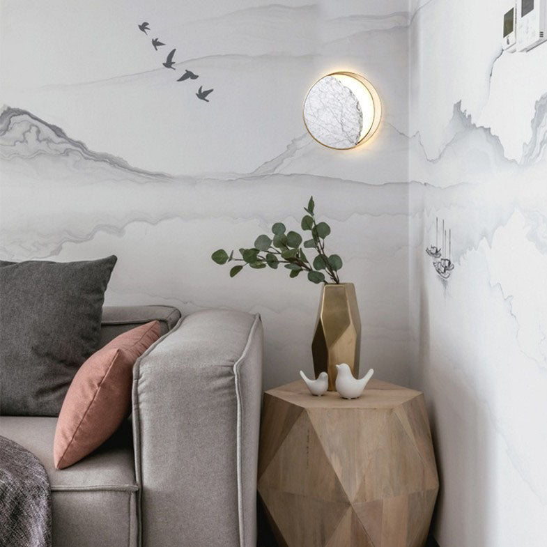 Nordic Marble Metal Circle Ring LED Wall Sconce Lamp