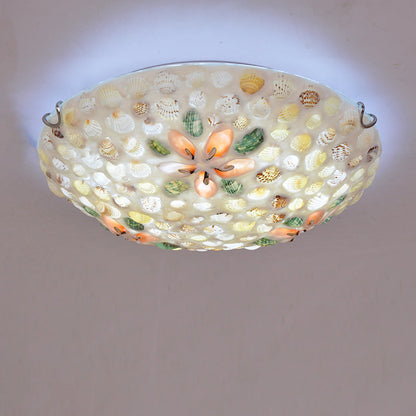 Contemporary Scandinavian Round Shell Iron Glass 2/3/4 Light Flush Mount Ceiling Light For Living Room