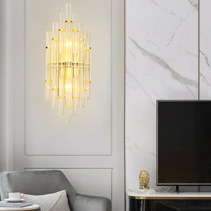 Crystal Column Rechargeable 2-Light Wall Sconce Lamp