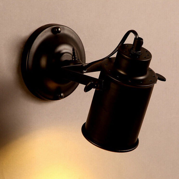 Traditional Vintage Cylinder Iron 1-Light Wall Sconce Lamp