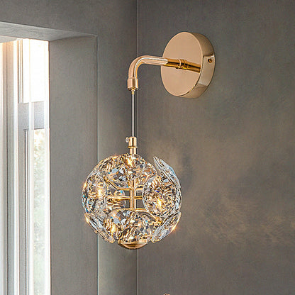 Crystal Round Shade Dandelion Design LED Wall Sconce Lamp