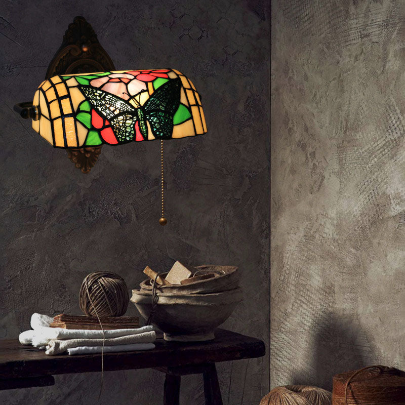 Tiffany Zinc Stained Glass 1-Light Wall Sconce Lamp