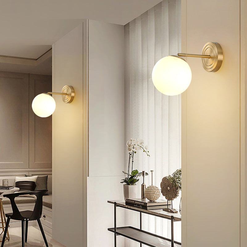 Luxury Glass Orb Copper Base 1-Light Wall Sconce Lamp