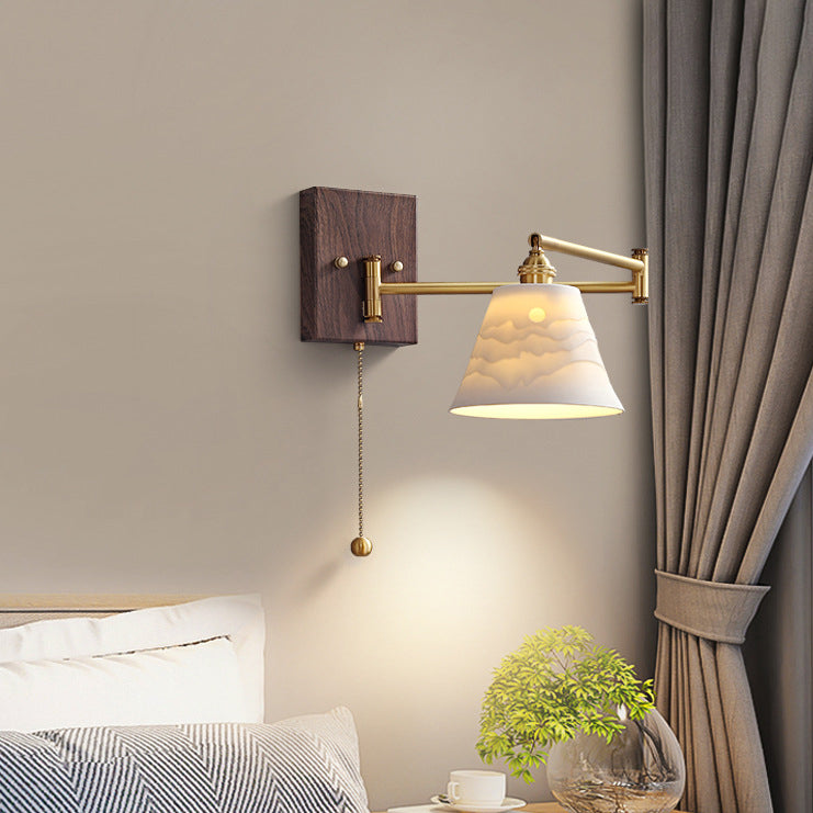 Japanese Grain Full Copper Ceramic 1-Light Wall Sconce Lamp
