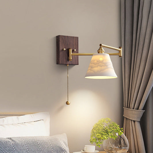 Japanese Grain Full Copper Ceramic 1-Light Wall Sconce Lamp