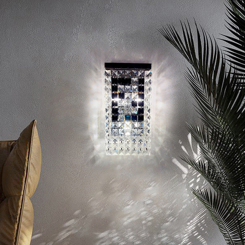 Rectangular Steel Crystal 3-Light Wall Sconce Lamp