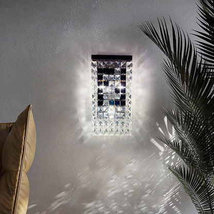 Rectangular Steel Crystal 3-Light Wall Sconce Lamp