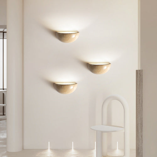 Japanese Travertine Half Circle 1-Light Wall Sconce Lamp