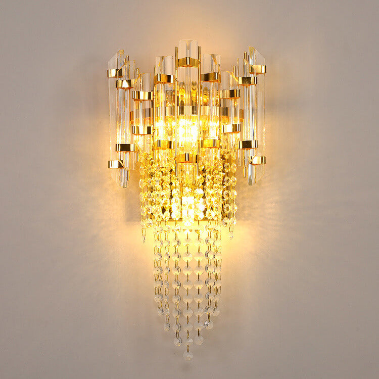 Luxury Crystal Tassel Gold 2/3 Light Wall Sconce Lamp