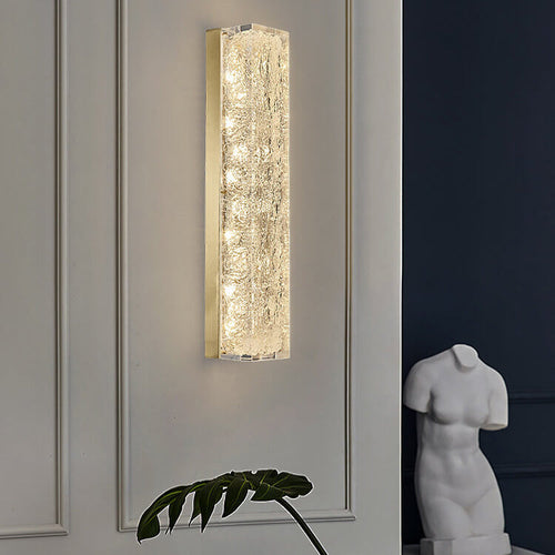 Luxury Brass Clear Resin Rectangular LED Wall Sconce Lamp