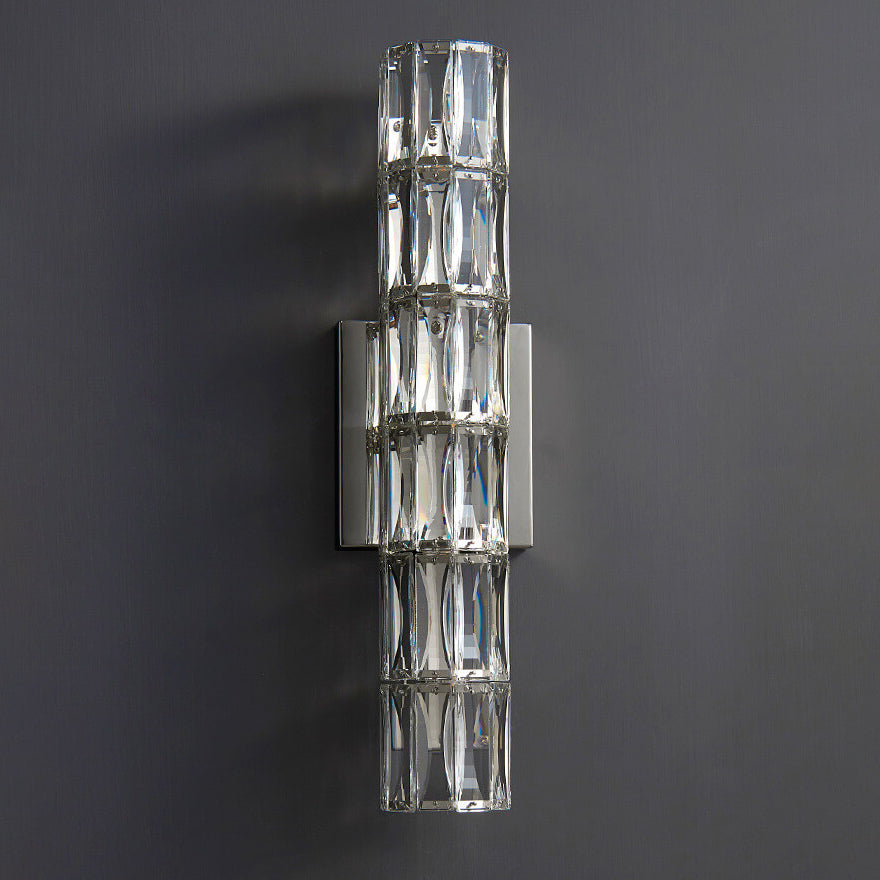 Luxury Silver Crystal Column 3/4/6 Light Wall Sconce Lamp